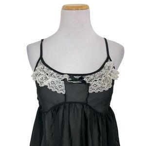 Passion Forever Black Nighty Size Medium French Maid Inspired Bows Coquette